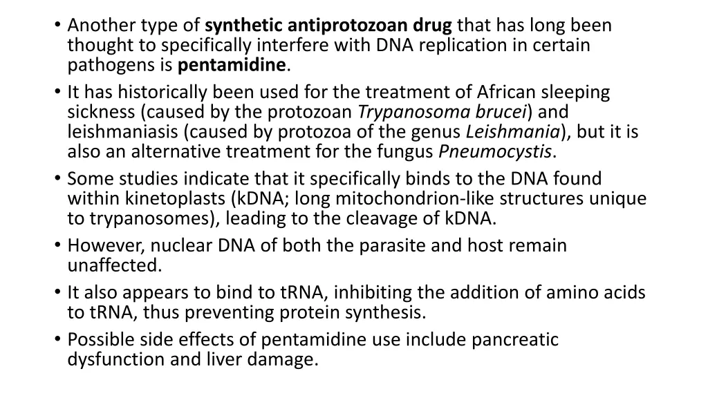 another type of synthetic antiprotozoan drug that