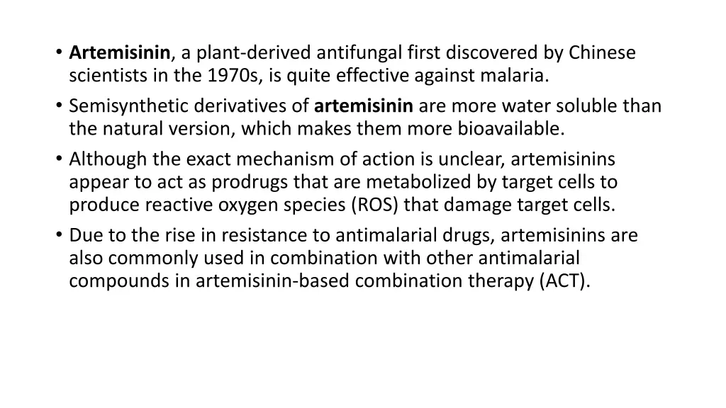 artemisinin a plant derived antifungal first