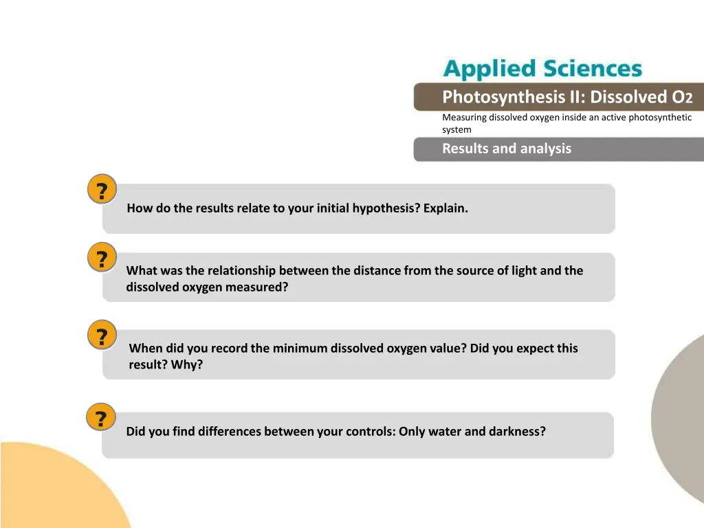 photosynthesis ii dissolved o 2 measuring 15