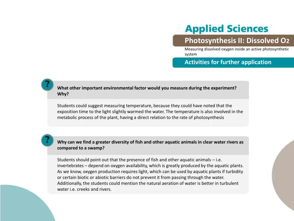 photosynthesis ii dissolved o 2 measuring 19