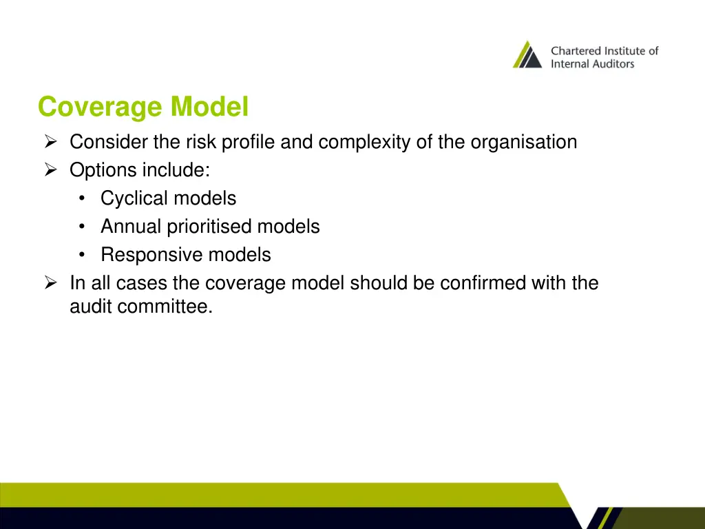 coverage model consider the risk profile