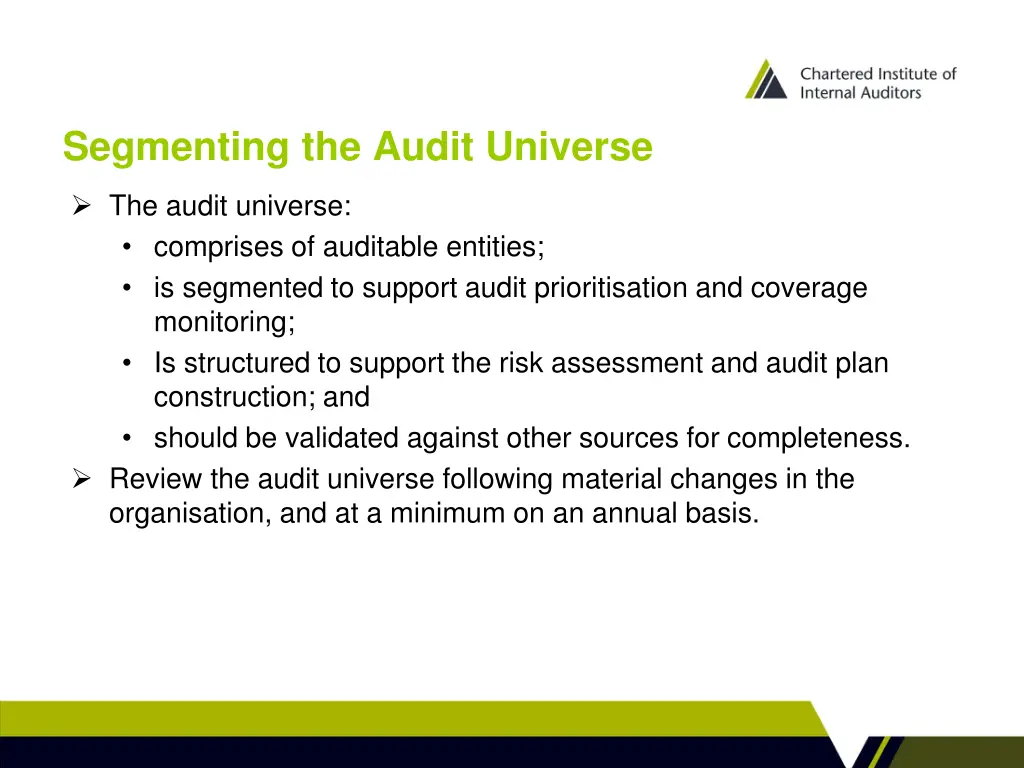 segmenting the audit universe 1