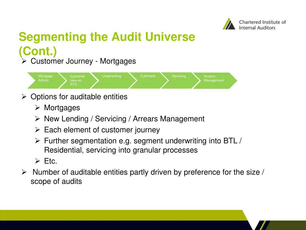 segmenting the audit universe cont customer