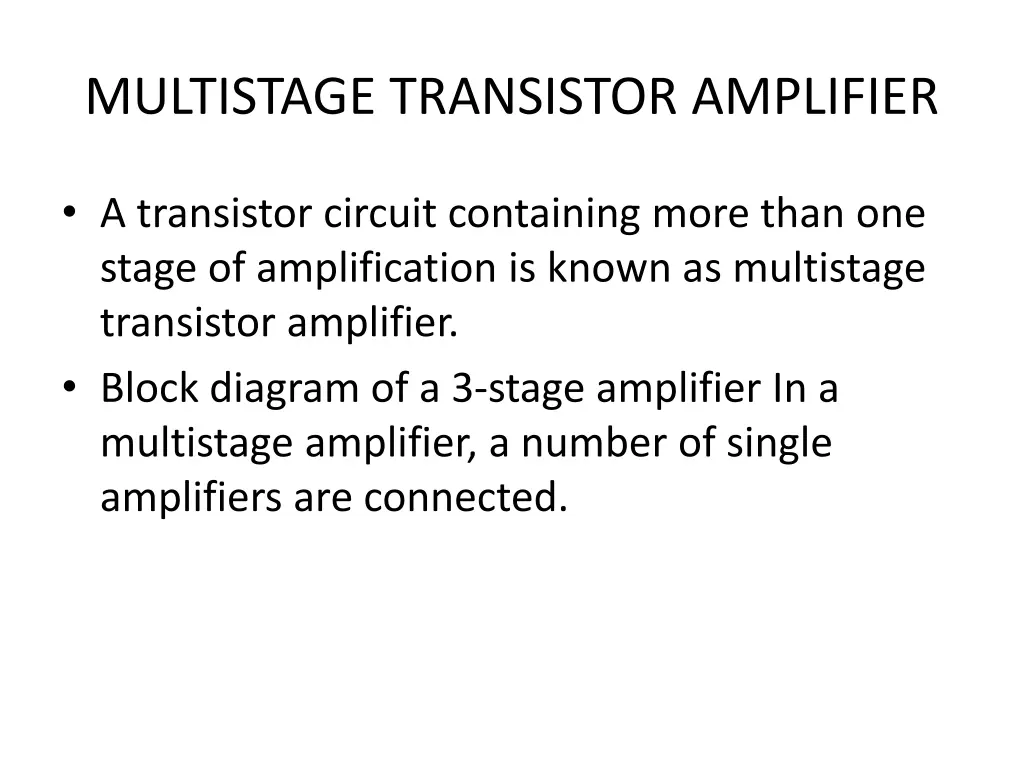 multistage transistor amplifier