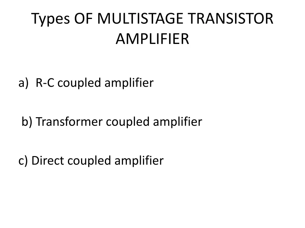 types of multistage transistor amplifier