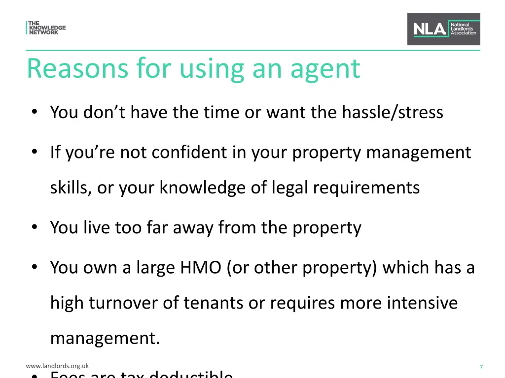 reasons for using an agent