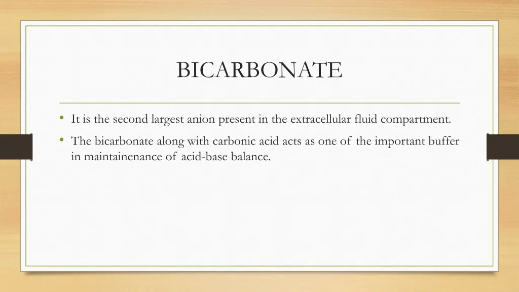 bicarbonate