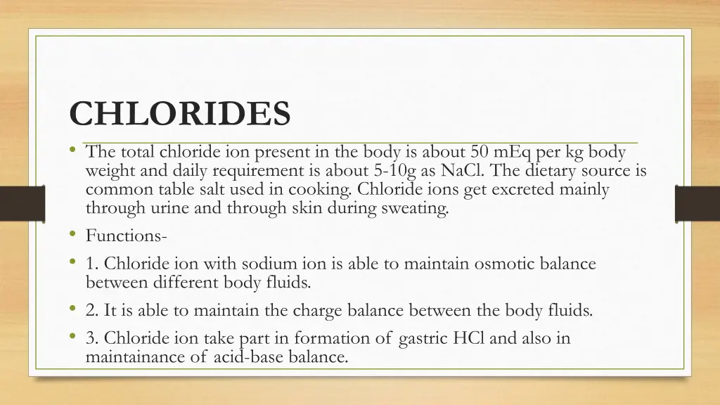 chlorides the total chloride ion present