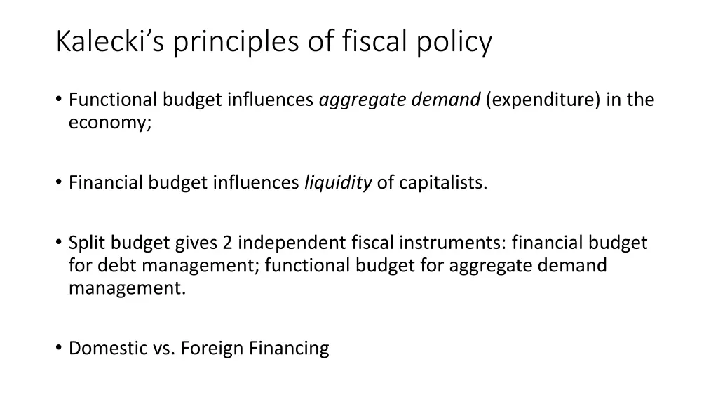 kalecki s principles of fiscal policy