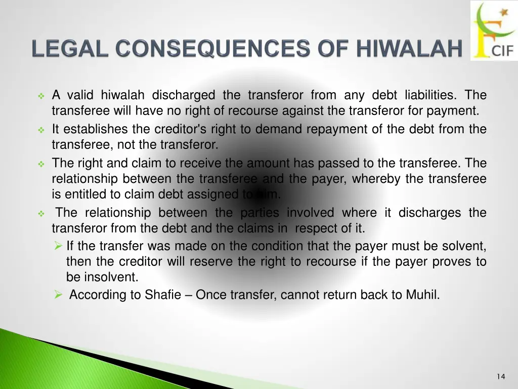 a valid hiwalah discharged the transferor from