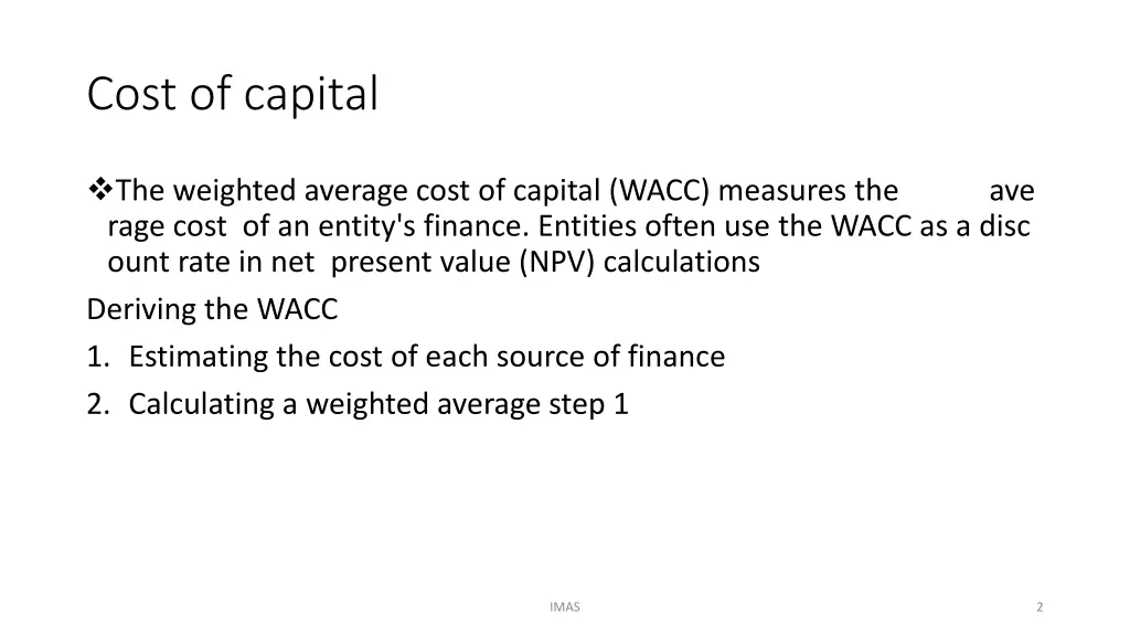 cost of capital