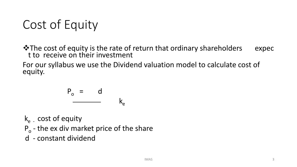 cost of equity