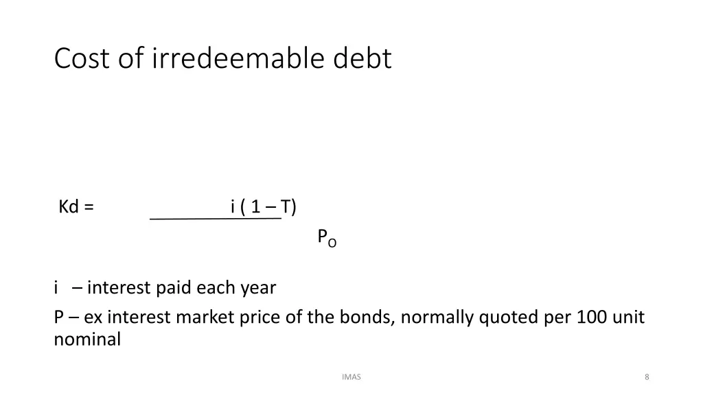 cost of irredeemable debt