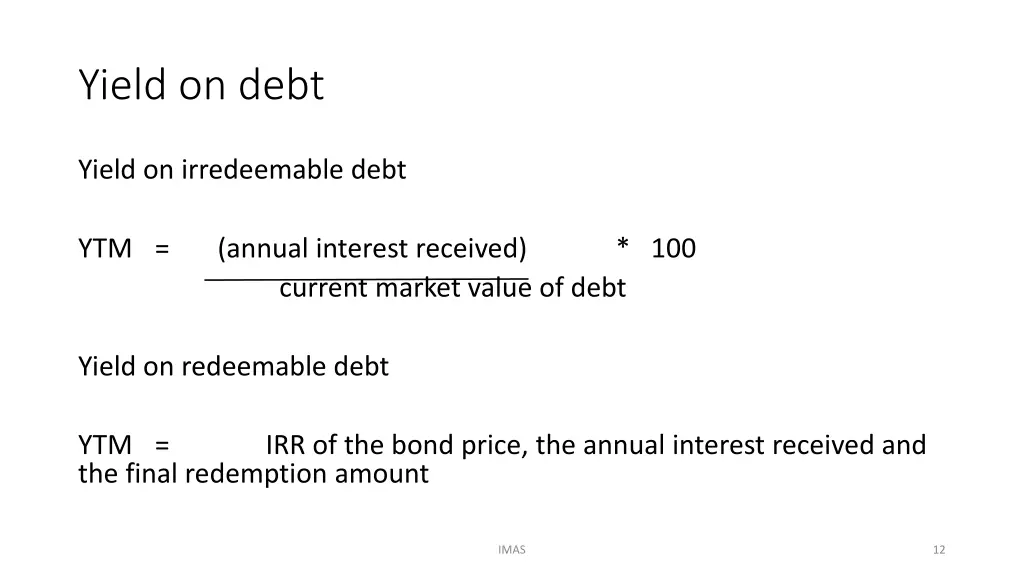 yield on debt