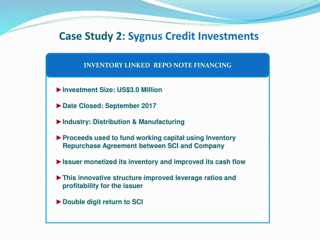 case study 2 sygnus credit investments