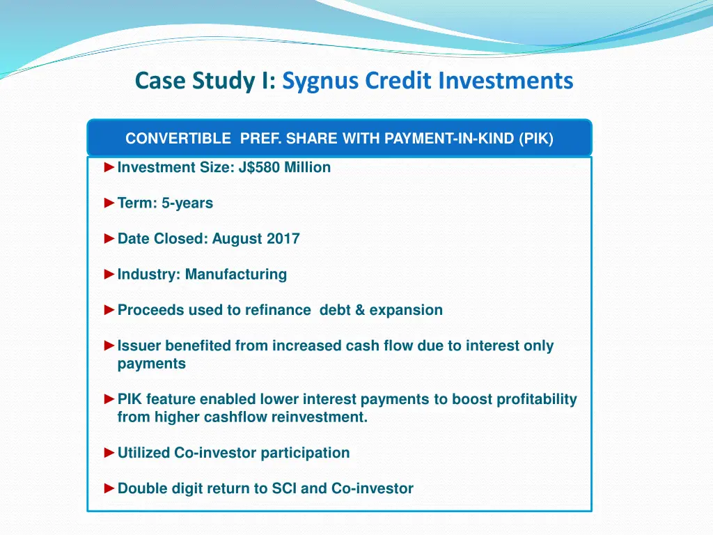 case study i sygnus credit investments