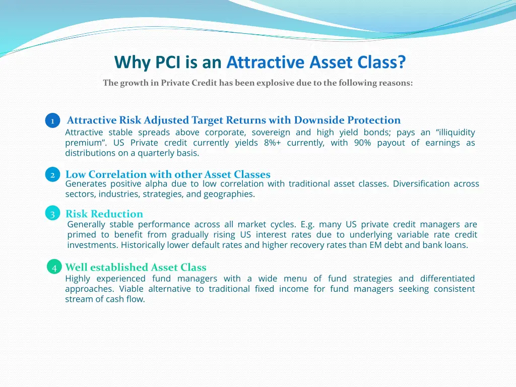 why pci is an attractive asset class