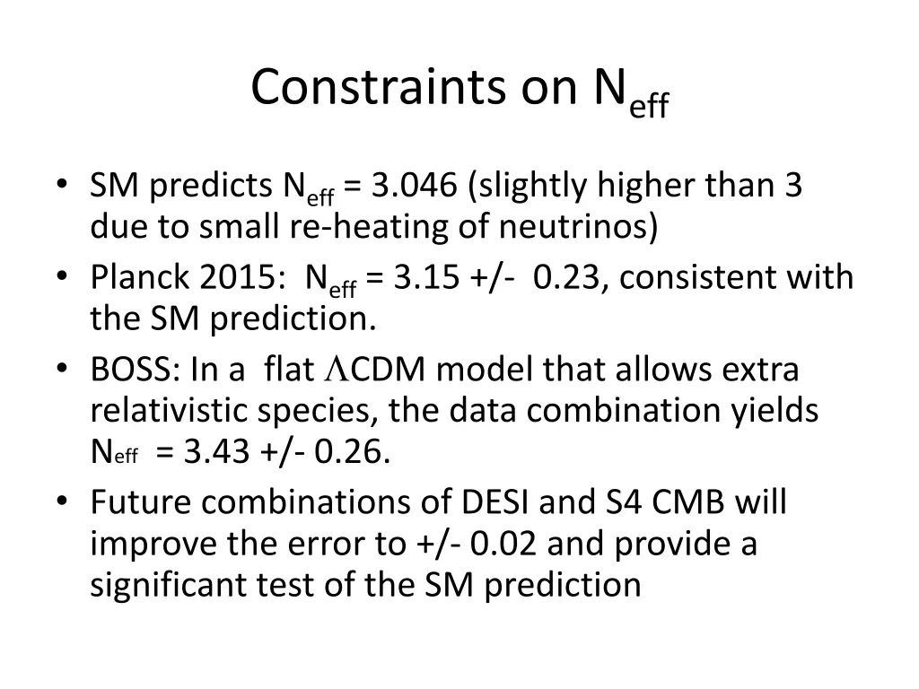 constraints on n eff