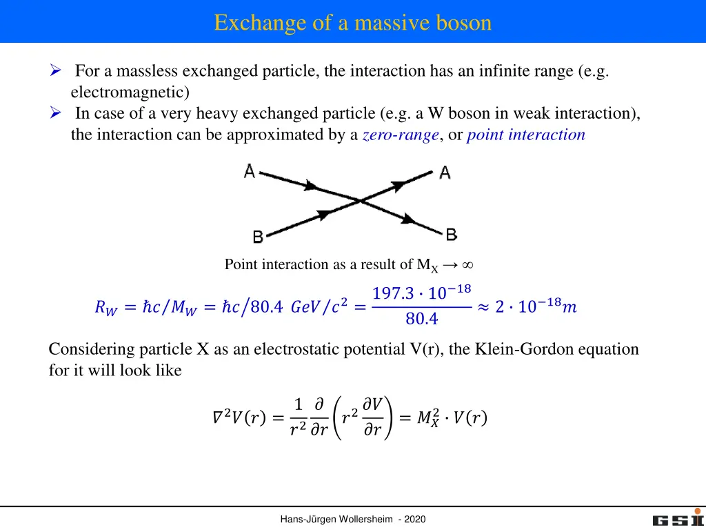 exchange of a massive boson 1