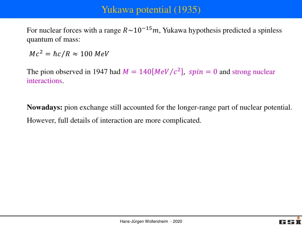 yukawa potential 1935