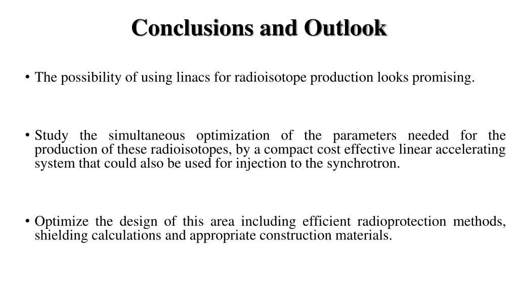 conclusions and outlook