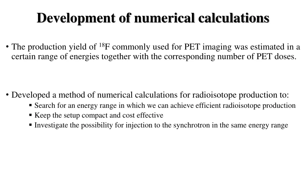 development of numerical calculations