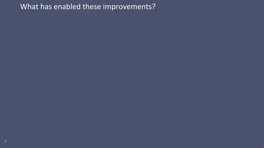 what has enabled these improvements