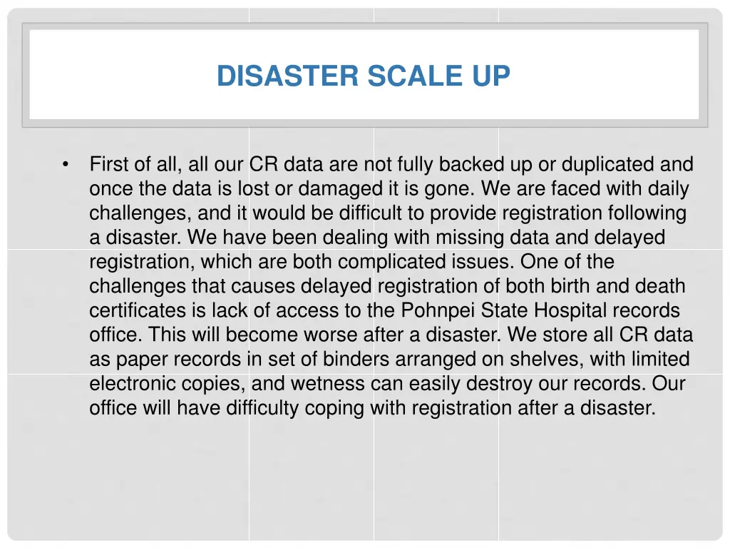 disaster scale up