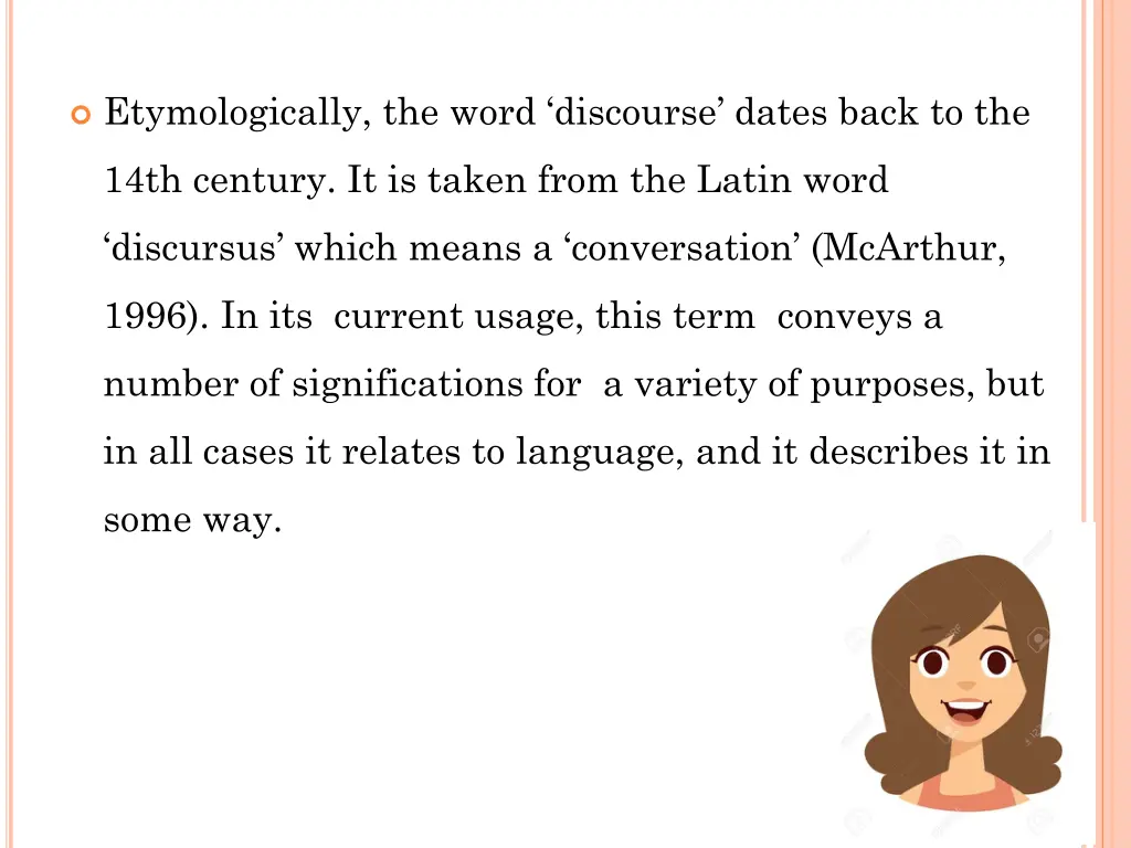 etymologically the word discourse dates back