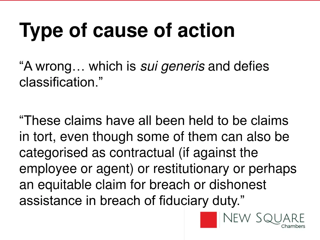 type of cause of action