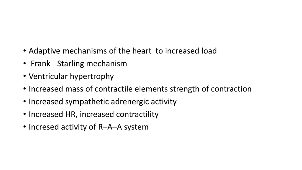 adaptive mechanisms of the heart to increased