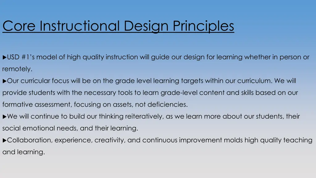 core instructional design principles