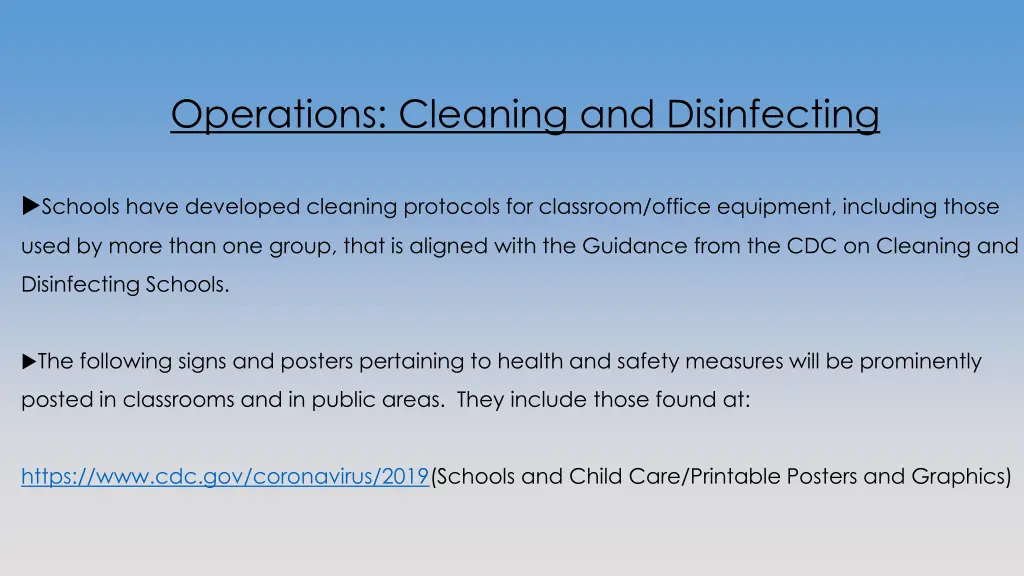 operations cleaning and disinfecting