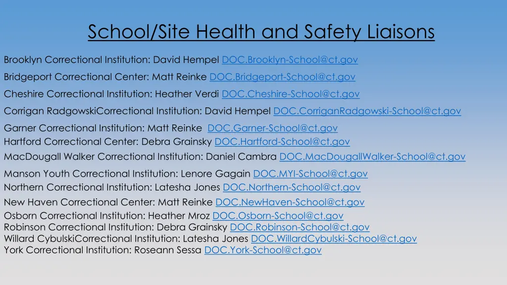 school site health and safety liaisons