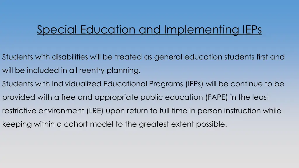 special education and implementing ieps