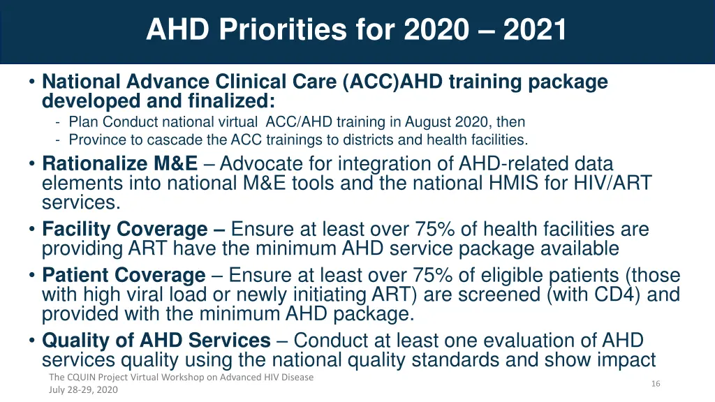 ahd priorities for 2020 2021