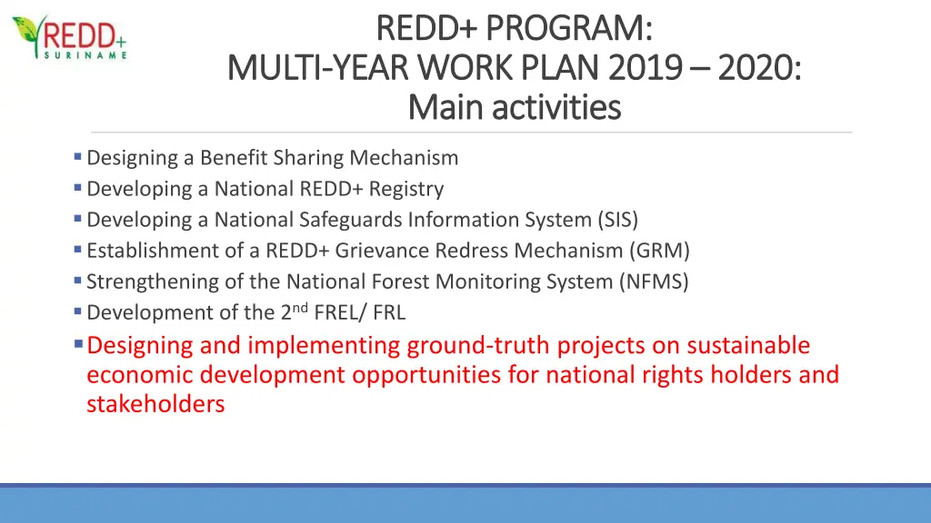 redd program redd program year work plan 2019