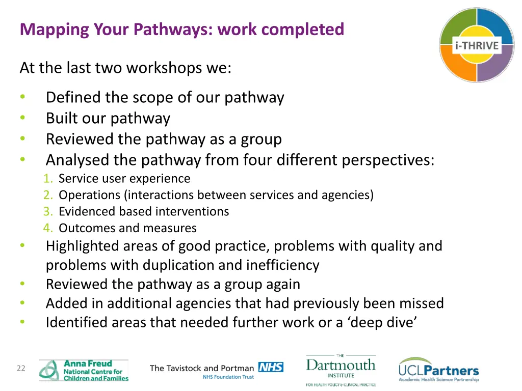 mapping your pathways work completed