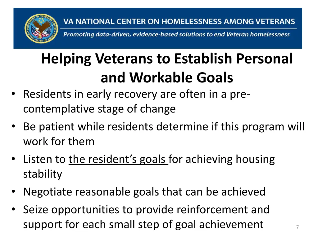 helping veterans to establish personal