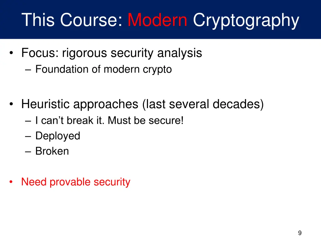 this course modern cryptography