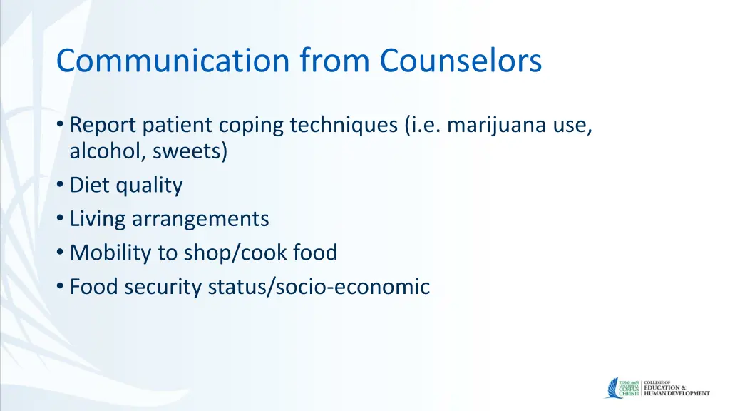 communication from counselors