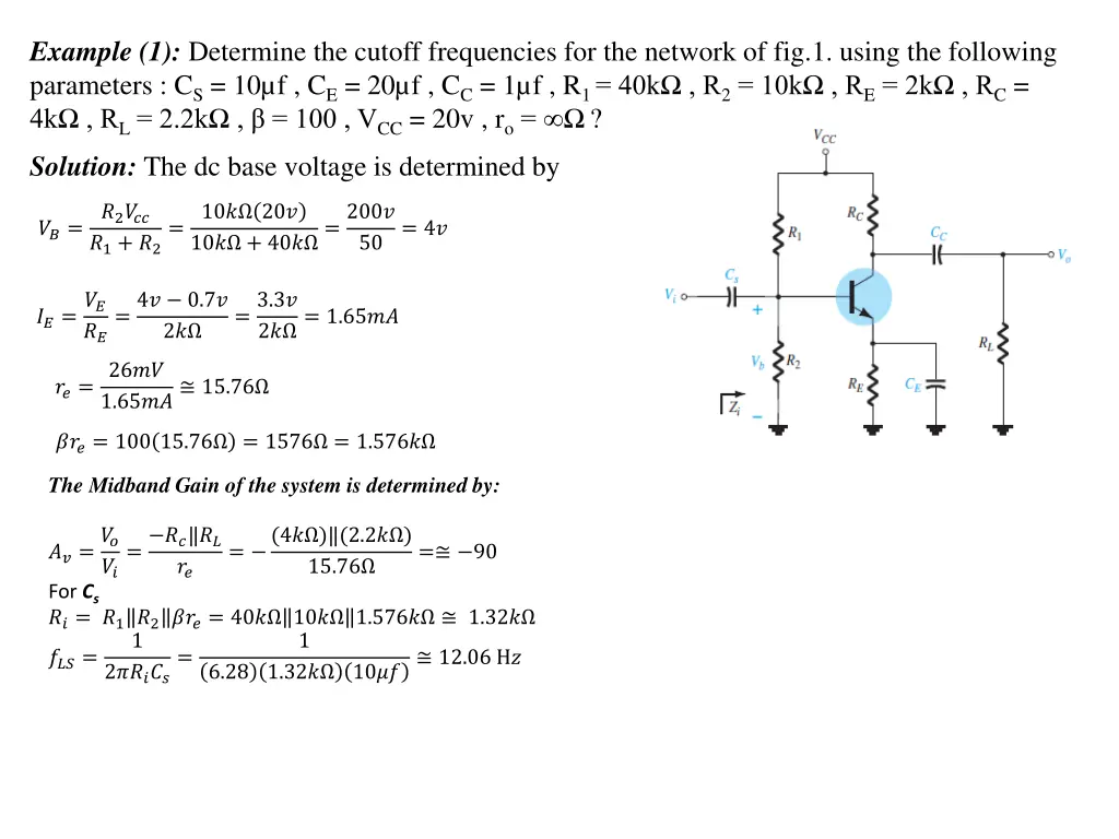 example 1 determine the cutoff frequencies