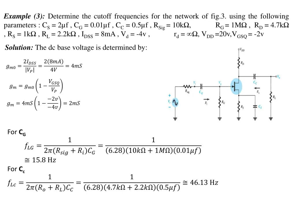 example 3 determine the cutoff frequencies