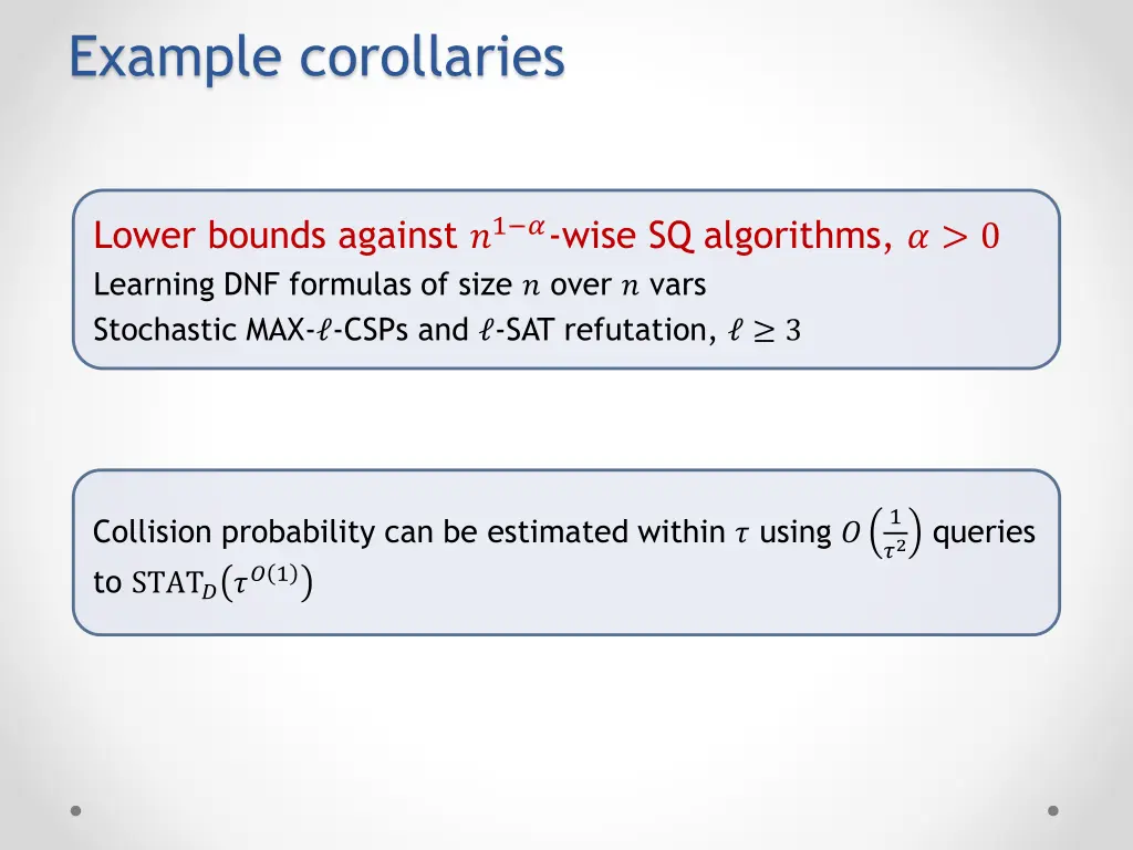 example corollaries