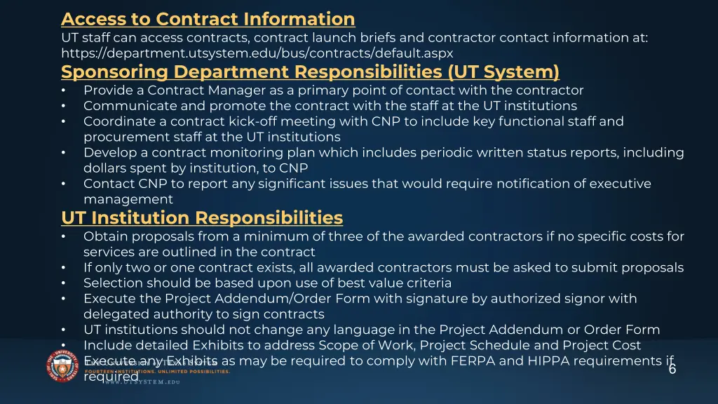 access to contract information ut staff