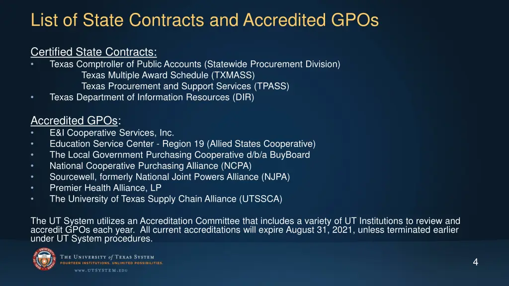 list of state contracts and accredited gpos