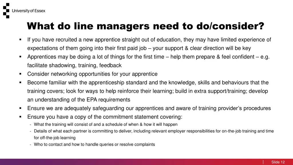 what do line managers need to do consider