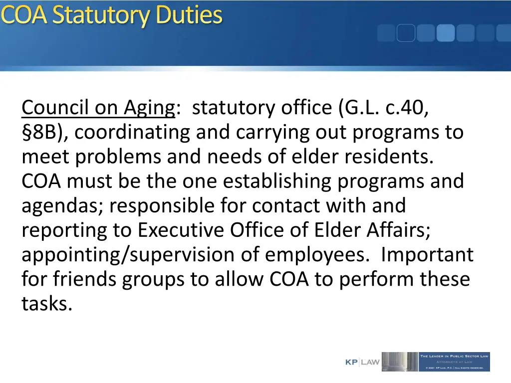 coa statutory duties