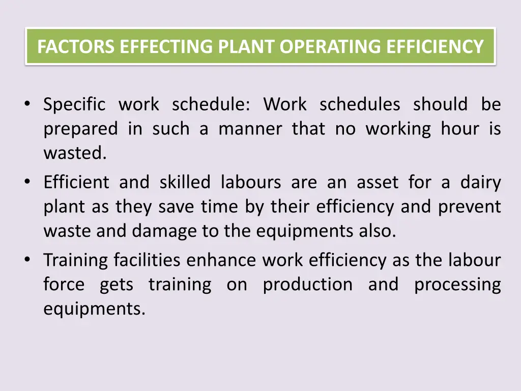 factors effecting plant operating efficiency 1