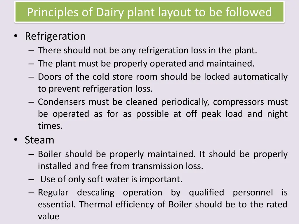 principles of dairy plant layout to be followed 1